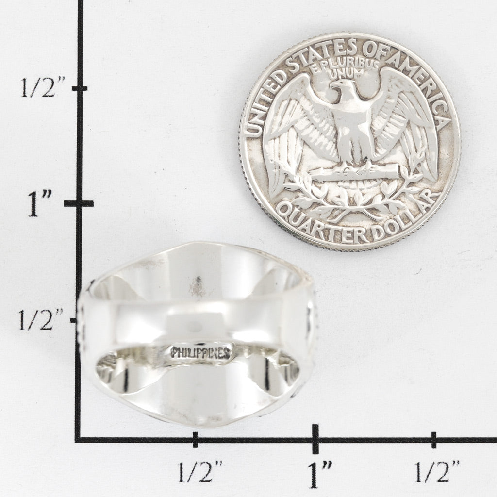 Men's Turquoise Ring Sterling Silver R2700-C75 (Sizes 9-13)