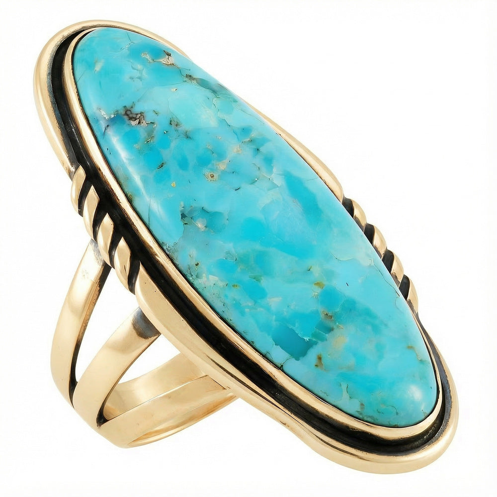 Turquoise Ring GoldBrass R2696-GB-C75