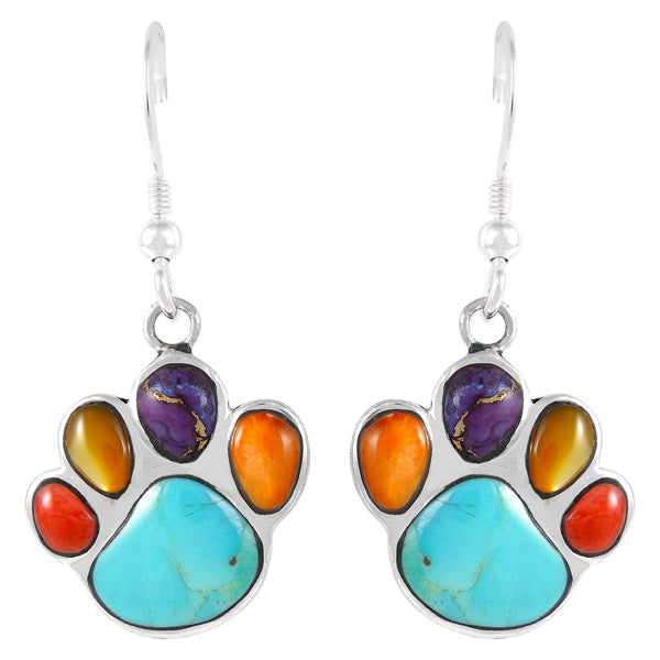 Sterling Silver Paw Earrings Multi Gemstones E1240-C71