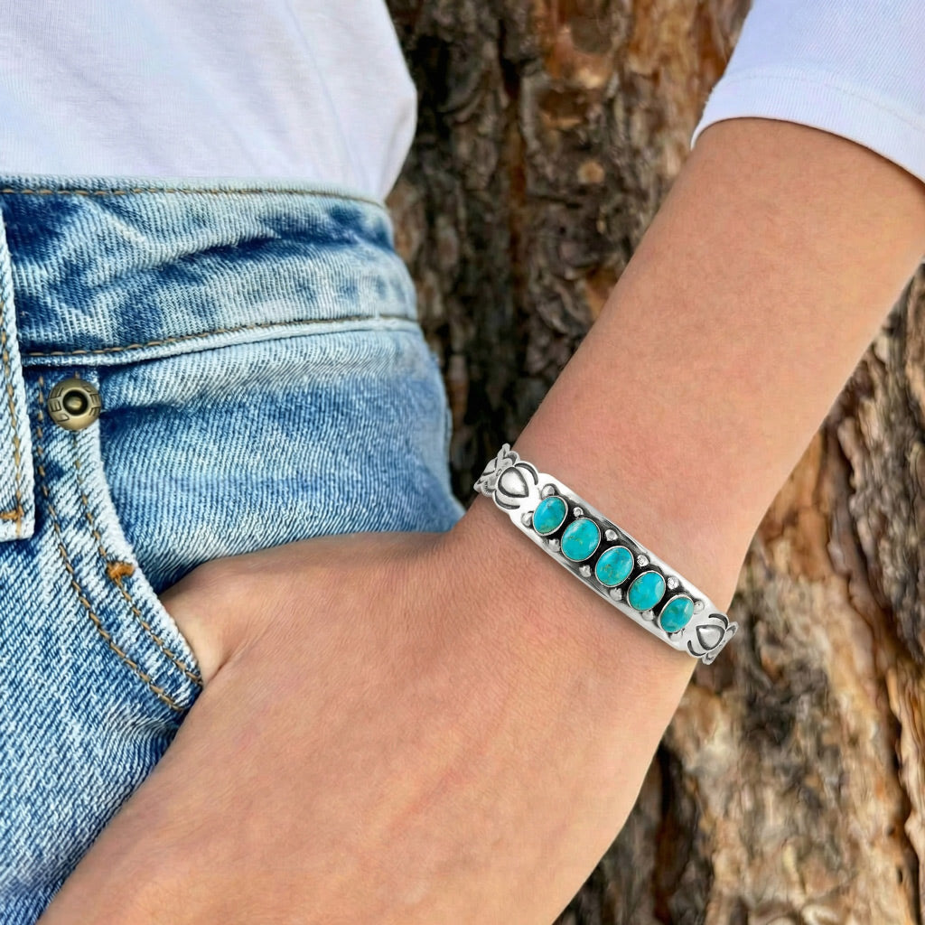 FINAL CLEARANCE - Turquoise Bracelet SilveryCopper™ B5574-SB-C75