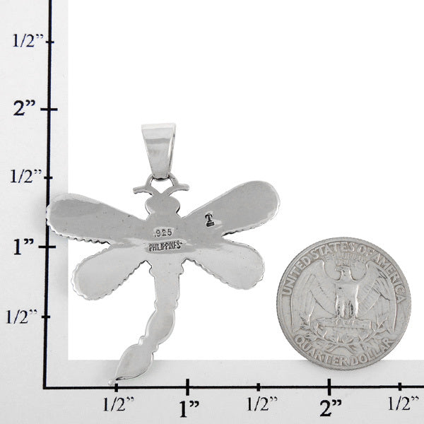 Coral Dragonfly Pendant Sterling Silver P3265-C74