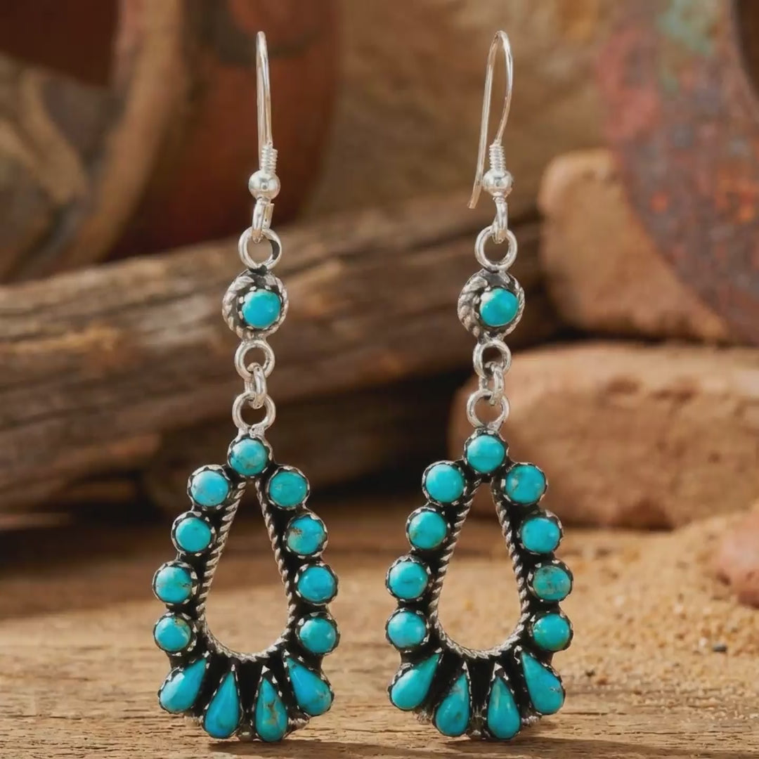 FINAL CLEARANCE - Turquoise Earrings SilveryCopper™ E1505-SB-C75